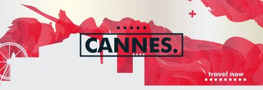 Fransa Cannes manzarası şehir degrade vektör afiş