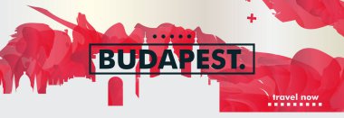Macaristan Budapeşte manzarası şehir degrade vektör poster