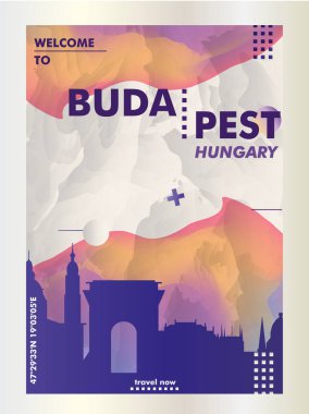 Macaristan Budapeşte manzarası şehir degrade vektör poster