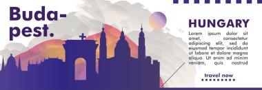 Macaristan Budapeşte manzarası şehir degrade vektör poster