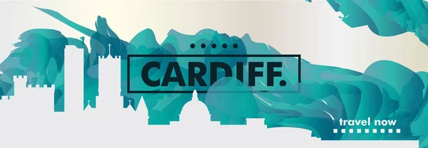 Reino Unido Reino Unido Cardiff skyline city gradient vector banner — Vector de stock