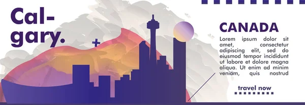 Canadá Calgary skyline ciudad gradiente vector banner — Vector de stock