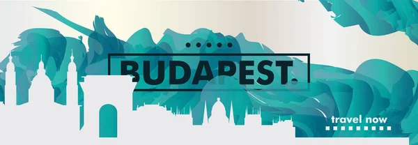 Hungría Budapest skyline ciudad gradiente vector cartel — Vector de stock