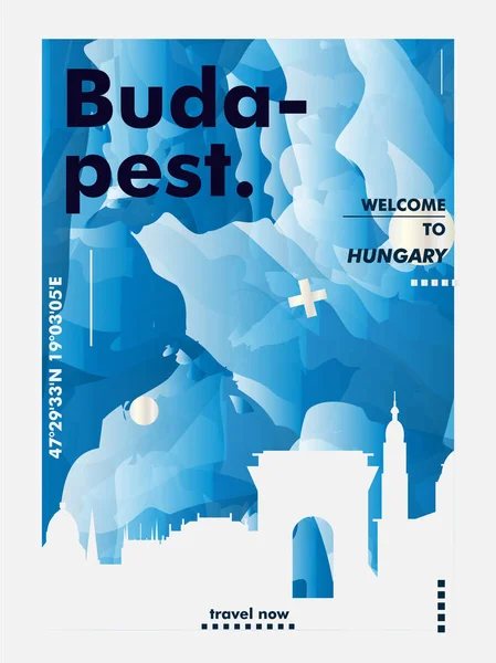 Hungría Budapest skyline ciudad gradiente vector cartel — Vector de stock