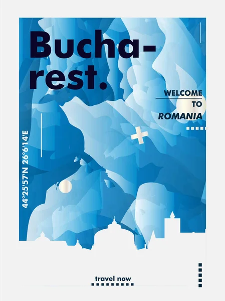 Rumania Bucarest skyline ciudad gradiente vector cartel — Archivo Imágenes Vectoriales