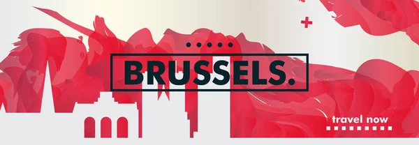 Belgium brüsszeli skyline város színátmenet vektor banner — Stock Vector