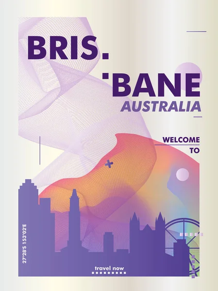 Austrália Brisbane skyline cidade gradiente vetor cartaz —  Vetores de Stock