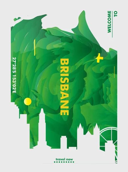 Australia Brisbane panoramę miasta wektora gradientu plakat — Wektor stockowy