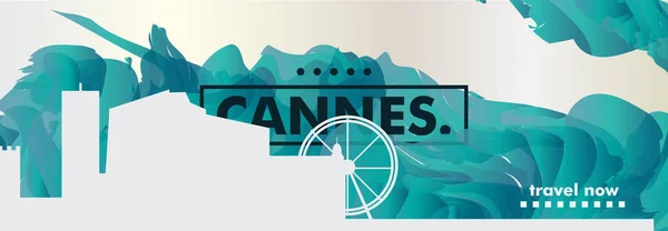 Francia Cannes skyline ciudad gradiente vector banner — Vector de stock