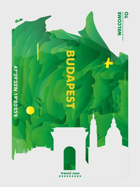 Węgry Budapeszt panoramę miasta wektora gradientu plakat — Wektor stockowy