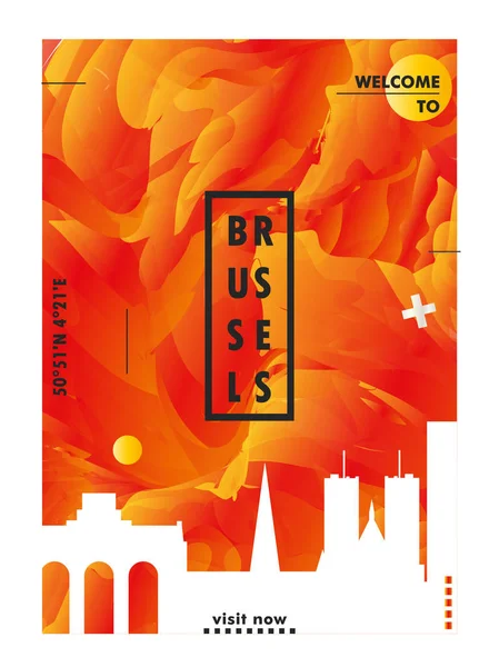 Bélgica Bruselas skyline ciudad gradiente vector cartel — Vector de stock