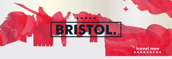 Reino Unido Reino Unido Bristol skyline ciudad gradiente vector banner — Vector de stock