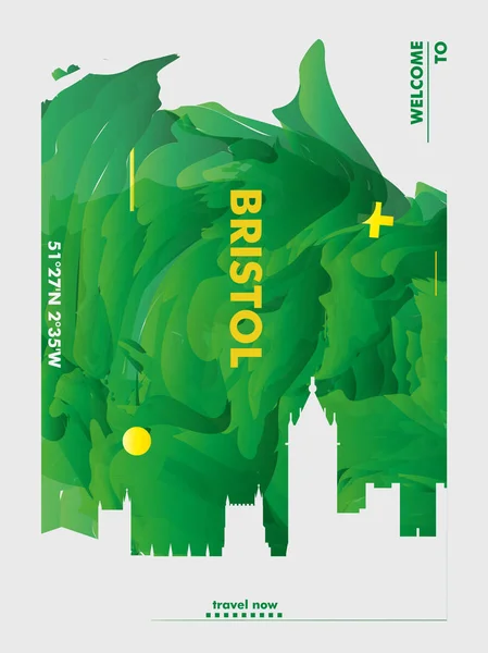 Reino Unido Reino Unido Bristol skyline cidade gradiente vetor cartaz — Vetor de Stock