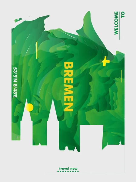 德国布里曼天际线城市梯度向量海报 — 图库矢量图片