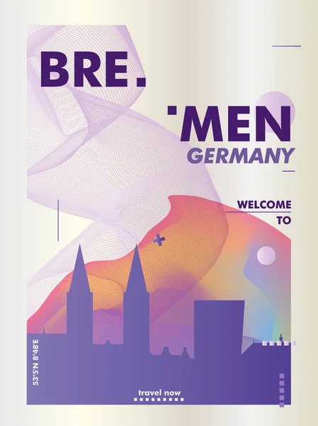 Alemania Bremen skyline ciudad gradiente vector cartel — Vector de stock