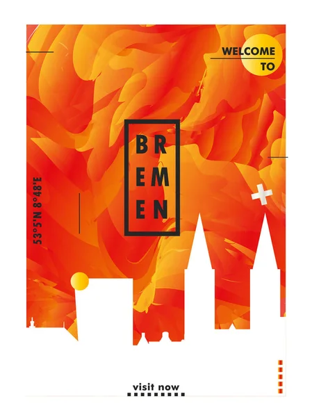 Alemanha Bremen skyline cidade gradiente vetor cartaz Vetor De Stock