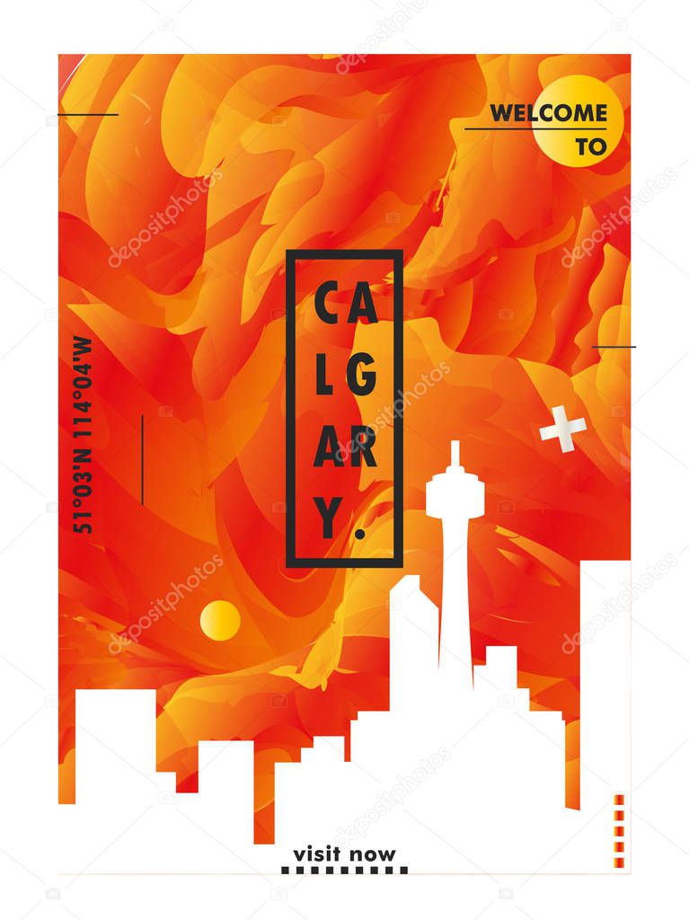 Canada Calgary skyline city gradient vector poster