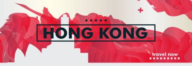 Çin Hong Kong manzarası şehir degrade vektör afiş