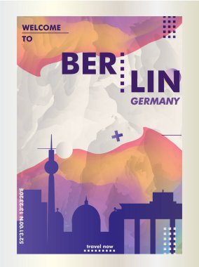 Gerlmany Berlin siluetinin şehir degrade vektör poster