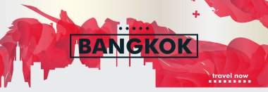 Tayland Bangkok manzarası şehir degrade vektör afiş