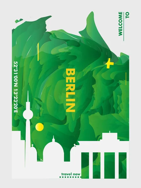 Gerlmany Berlin panoramę miasta wektora gradientu plakat — Wektor stockowy