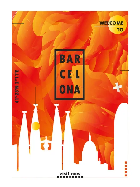 Hiszpania Barcelona panoramę miasta wektora gradientu plakat — Wektor stockowy