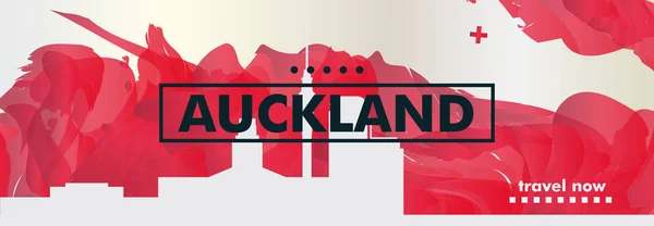 Nueva Zelanda Auckland skyline ciudad gradiente vector cartel — Vector de stock