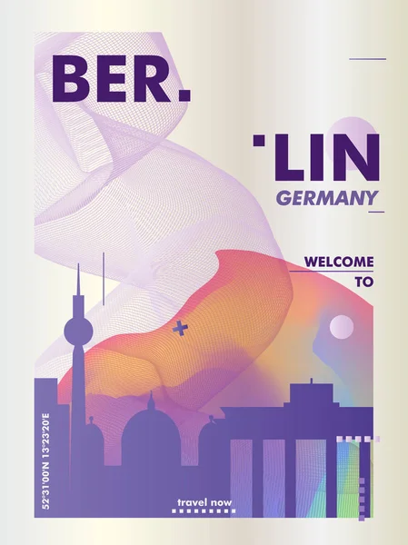 Gerlmany Berlin skyline ciudad gradiente vector cartel — Vector de stock