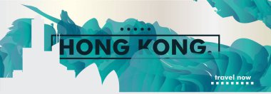 Çin Hong Kong manzarası şehir degrade vektör afiş