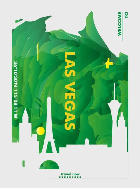 USA Stany Zjednoczone Las Vegas panoramę miasta wektora gradientu plakat — Wektor stockowy
