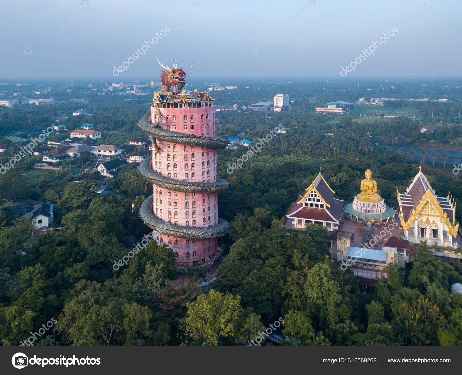 Aerial View Of Wat Samphran Dragon Temple In The Sam Phran Dist Stock Photo By C Kampee P