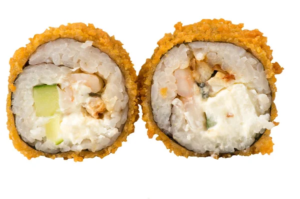 Jugoso Rollo Sushi Aislado Blanco — Foto de Stock