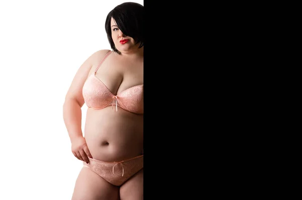 Atraktivní Tlustá Žena Velkými Prsy — Stock fotografie