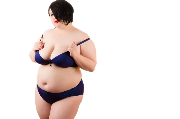 Sexy Fat Woman Big Breasts Lingerie — Stock Photo, Image