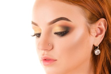 güzel makyaj Genç beyaz kız yüz 