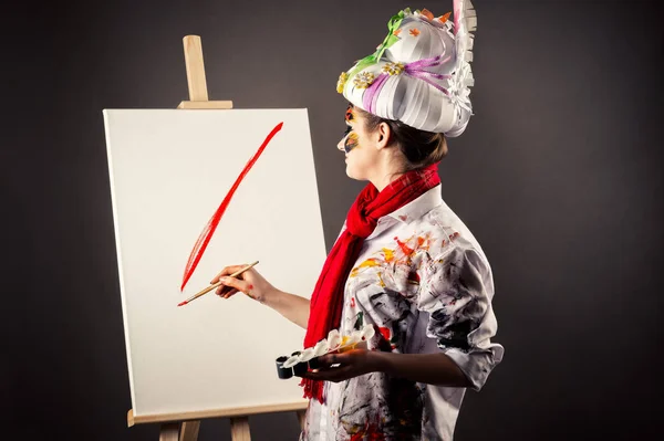 Artist Woman Paints Hands — Stock Photo, Image