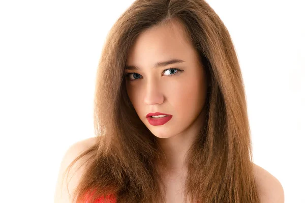 Porträt Schöne Junge Mädchen Mit Herrlicher Frisur — Stockfoto