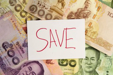 tasarruf için Tay banknotların arka plan üzerinde.