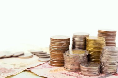 Tayland baht sikkeleri üzerinde banknot para arka plan