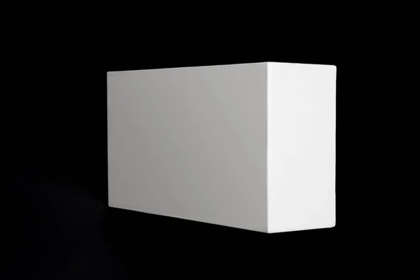 White Box Isolated Black Background Close — Stock Photo, Image