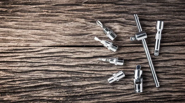 Herramientas Trabajo Sobre Fondo Mesa Madera Cerca —  Fotos de Stock