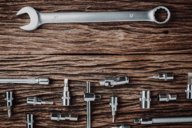 çalışma araçları yakın ahşap masa arka plan üzerinde etkisi, renk