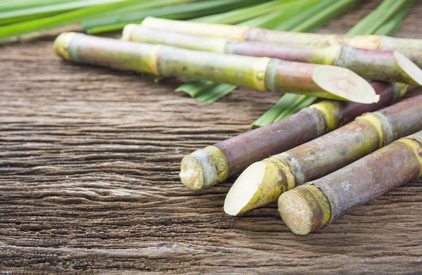 Primer Plano Concepto Caña Azúcar Sobre Fondo Madera — Foto de Stock