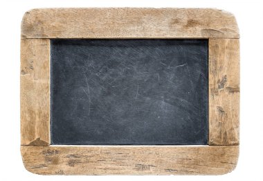 Blackboard ile ahşap çerçeve, beyaz arka plan üzerinde izole