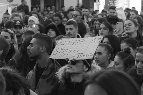 Tirana Albanie Décembre 2018 Manifestation Étudiante Tirana Albanie Étudiants Exigent — Photo