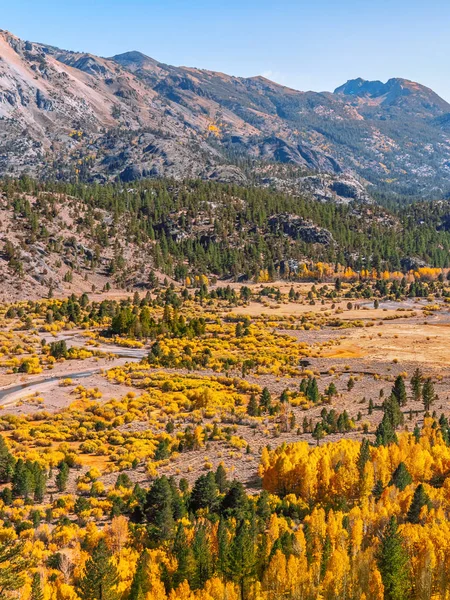 Paesaggio verticale della bella valle con fogliame colorato caduta — Foto Stock