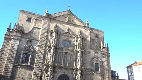 Martio 圣马蒂诺修道院的教会的主要入口在圣地亚哥 圣迭戈 西班牙 — 图库视频影像