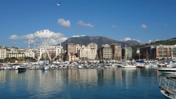 Panoramic View Port Salerno Italy Ferris Wheel — Stock Video