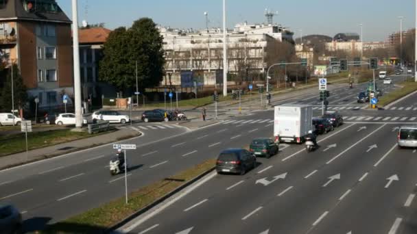 Ranek Dojazdy Ruchu Mediolan Włochy — Wideo stockowe