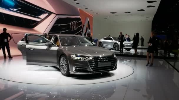 Hauptbühne Des Audi Standes Auf Der Iaa Auto Show Frankfurt — Stockvideo